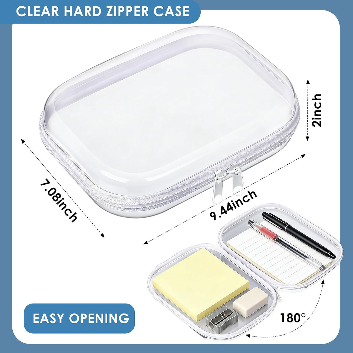 5 Pack Clear Hard Shell Storage Case for Makeup Organizer & Travel Toiletry