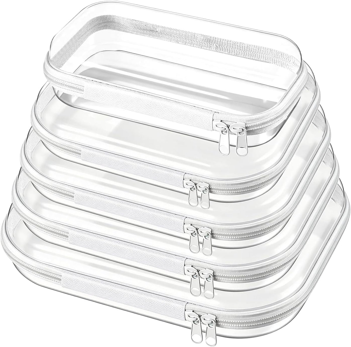 5 Pack Clear Hard Shell Storage Case for Makeup Organizer & Travel Toiletry