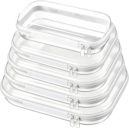 5 Pack Clear Hard Shell Storage Case for Makeup Organizer & Travel Toiletry