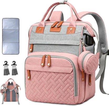 Diaper Bag Backpack Baby Bag for Mom Dad with Changing Pad, 19 Pockets, Large Waterproof Travel Baby Girl Boy Toddle Diaper Bag with Insulated Pocket, Baby Shower Gifts, Grey
