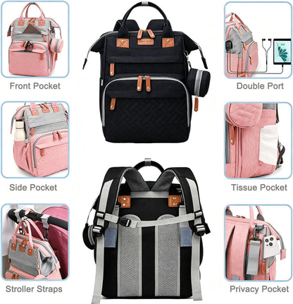 Diaper Bag Backpack Baby Bag for Mom Dad with Changing Pad, 19 Pockets, Large Waterproof Travel Baby Girl Boy Toddle Diaper Bag with Insulated Pocket, Baby Shower Gifts, Grey