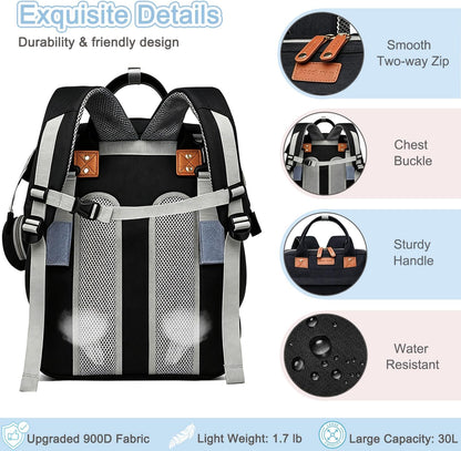 Diaper Bag Backpack Baby Bag for Mom Dad with Changing Pad, 19 Pockets, Large Waterproof Travel Baby Girl Boy Toddle Diaper Bag with Insulated Pocket, Baby Shower Gifts, Grey