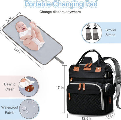 Diaper Bag Backpack Baby Bag for Mom Dad with Changing Pad, 19 Pockets, Large Waterproof Travel Baby Girl Boy Toddle Diaper Bag with Insulated Pocket, Baby Shower Gifts, Grey