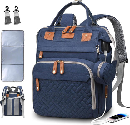 Diaper Bag Backpack Baby Bag for Mom Dad with Changing Pad, 19 Pockets, Large Waterproof Travel Baby Girl Boy Toddle Diaper Bag with Insulated Pocket, Baby Shower Gifts, Grey