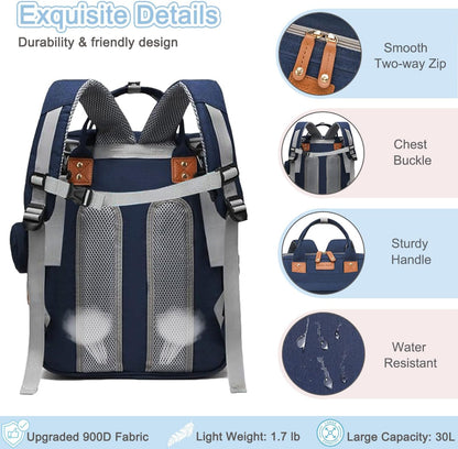Diaper Bag Backpack Baby Bag for Mom Dad with Changing Pad, 19 Pockets, Large Waterproof Travel Baby Girl Boy Toddle Diaper Bag with Insulated Pocket, Baby Shower Gifts, Grey