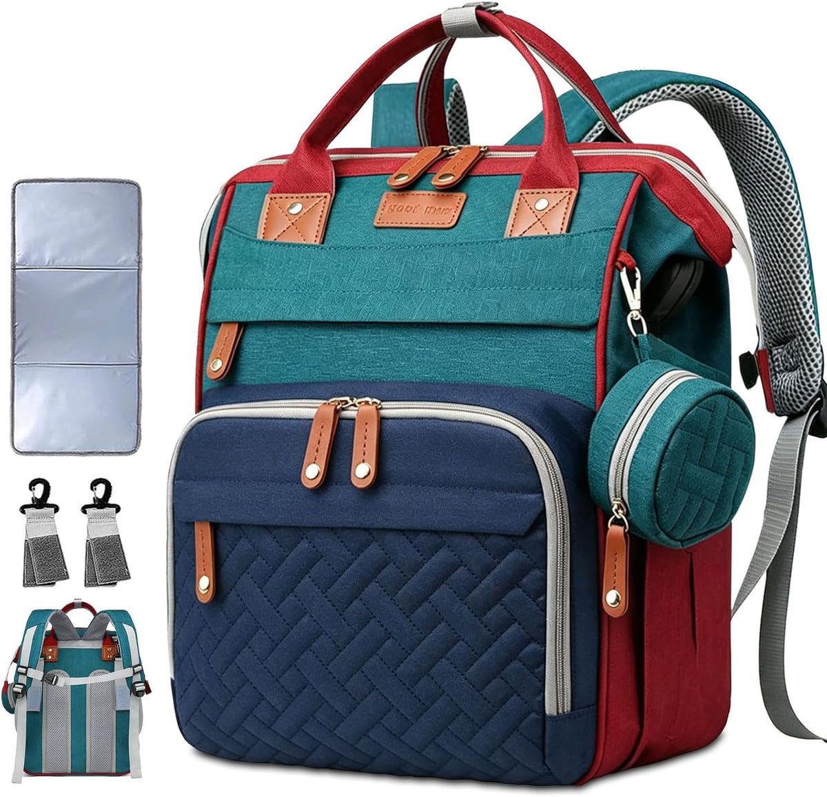 Diaper Bag Backpack Baby Bag for Mom Dad with Changing Pad, 19 Pockets, Large Waterproof Travel Baby Girl Boy Toddle Diaper Bag with Insulated Pocket, Baby Shower Gifts, Grey