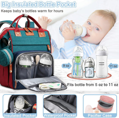 Diaper Bag Backpack Baby Bag for Mom Dad with Changing Pad, 19 Pockets, Large Waterproof Travel Baby Girl Boy Toddle Diaper Bag with Insulated Pocket, Baby Shower Gifts, Grey