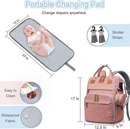 Diaper Bag Backpack Baby Bag for Mom Dad with Changing Pad, 19 Pockets, Large Waterproof Travel Baby Girl Boy Toddle Diaper Bag with Insulated Pocket, Baby Shower Gifts, Grey