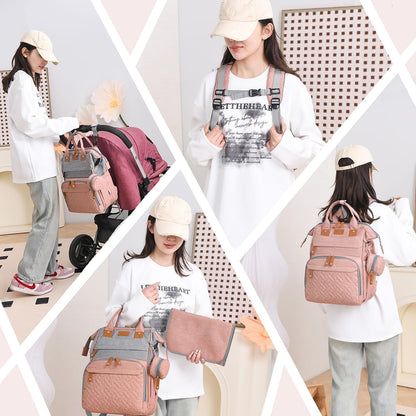 Diaper Bag Backpack Baby Bag for Mom Dad with Changing Pad, 19 Pockets, Large Waterproof Travel Baby Girl Boy Toddle Diaper Bag with Insulated Pocket, Baby Shower Gifts, Grey
