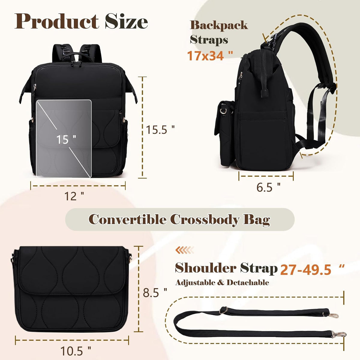 Diaper Bag Travel Diaper Backpack with Diaper Changing Pad