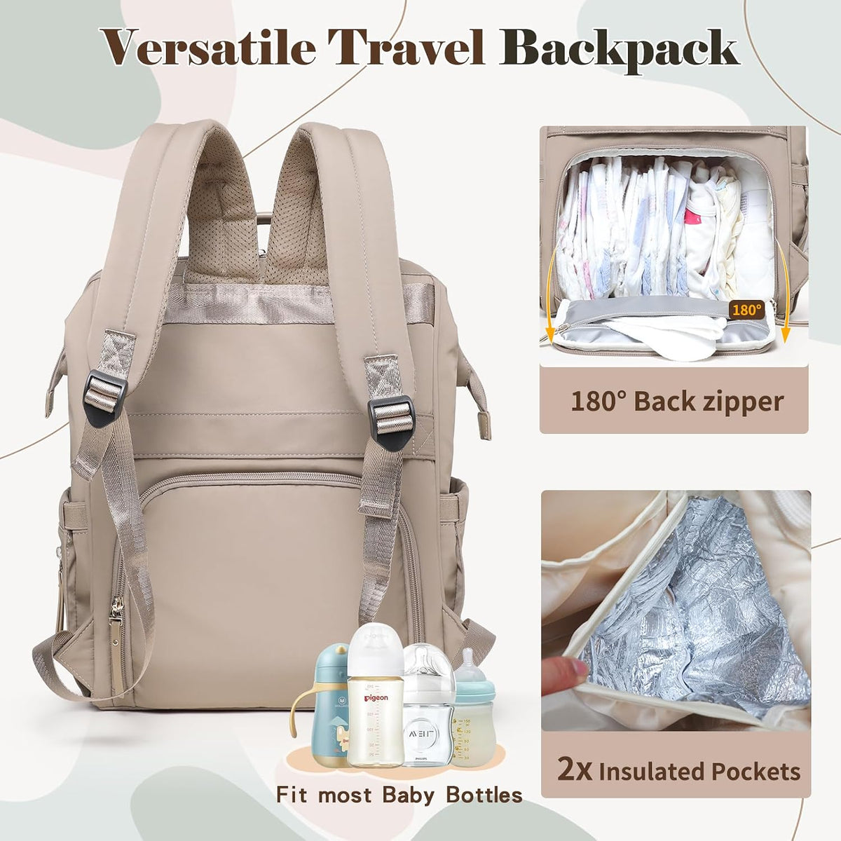 Diaper Bag Travel Diaper Backpack with Diaper Changing Pad