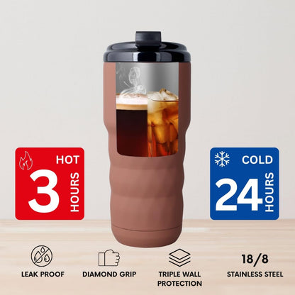 Insulated Coffee Mug 20 oz, Insulated Coffee Cups with Flip Lid, Stainless Steel Coffee Mugs Spill Proof, Double Wall Vacuum Tumblers, Reusable To Go Mug for Hot/Ice Coffee Tea (White)