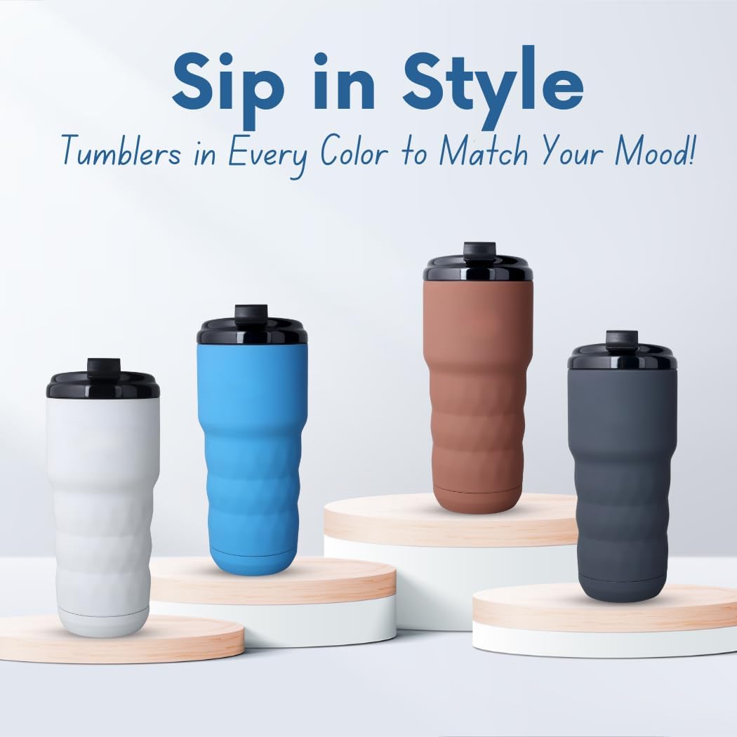 Insulated Coffee Mug 20 oz, Insulated Coffee Cups with Flip Lid, Stainless Steel Coffee Mugs Spill Proof, Double Wall Vacuum Tumblers, Reusable To Go Mug for Hot/Ice Coffee Tea (White)
