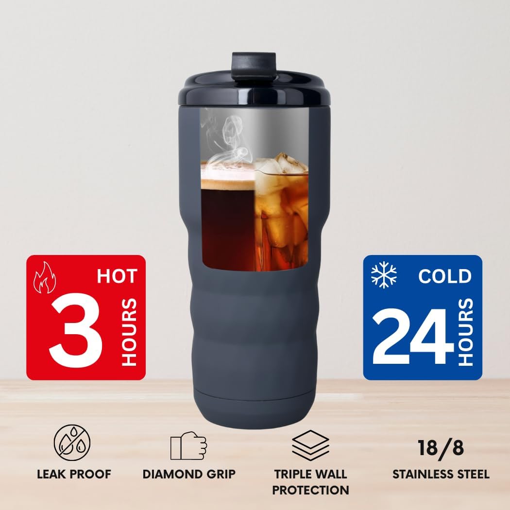Insulated Coffee Mug 20 oz, Insulated Coffee Cups with Flip Lid, Stainless Steel Coffee Mugs Spill Proof, Double Wall Vacuum Tumblers, Reusable To Go Mug for Hot/Ice Coffee Tea (White)