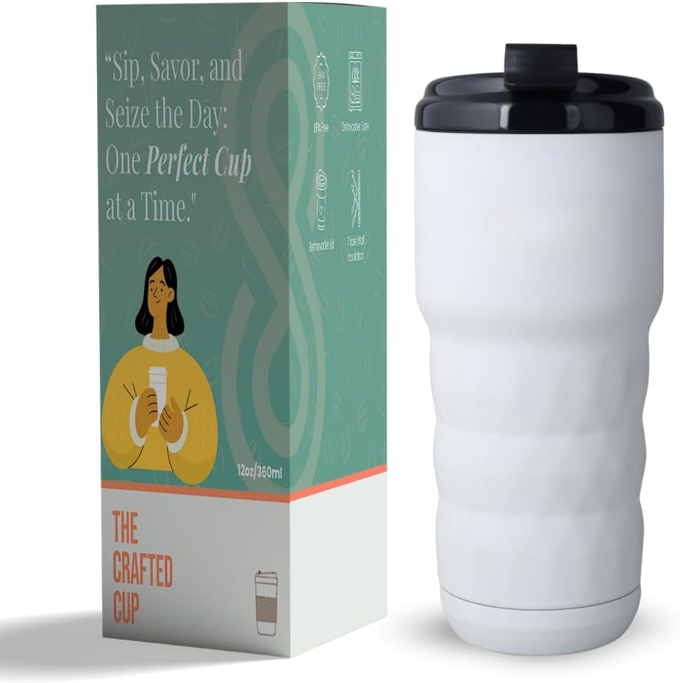 Insulated Coffee Mug 20 oz, Insulated Coffee Cups with Flip Lid, Stainless Steel Coffee Mugs Spill Proof, Double Wall Vacuum Tumblers, Reusable To Go Mug for Hot/Ice Coffee Tea (White)