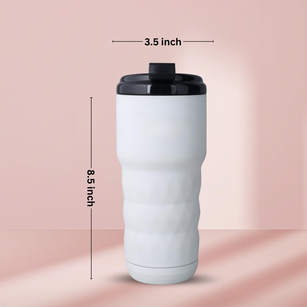 Insulated Coffee Mug 20 oz, Insulated Coffee Cups with Flip Lid, Stainless Steel Coffee Mugs Spill Proof, Double Wall Vacuum Tumblers, Reusable To Go Mug for Hot/Ice Coffee Tea (White)