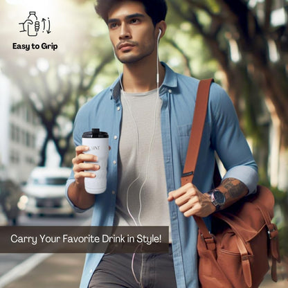 Insulated Coffee Mug 20 oz, Insulated Coffee Cups with Flip Lid, Stainless Steel Coffee Mugs Spill Proof, Double Wall Vacuum Tumblers, Reusable To Go Mug for Hot/Ice Coffee Tea (White)