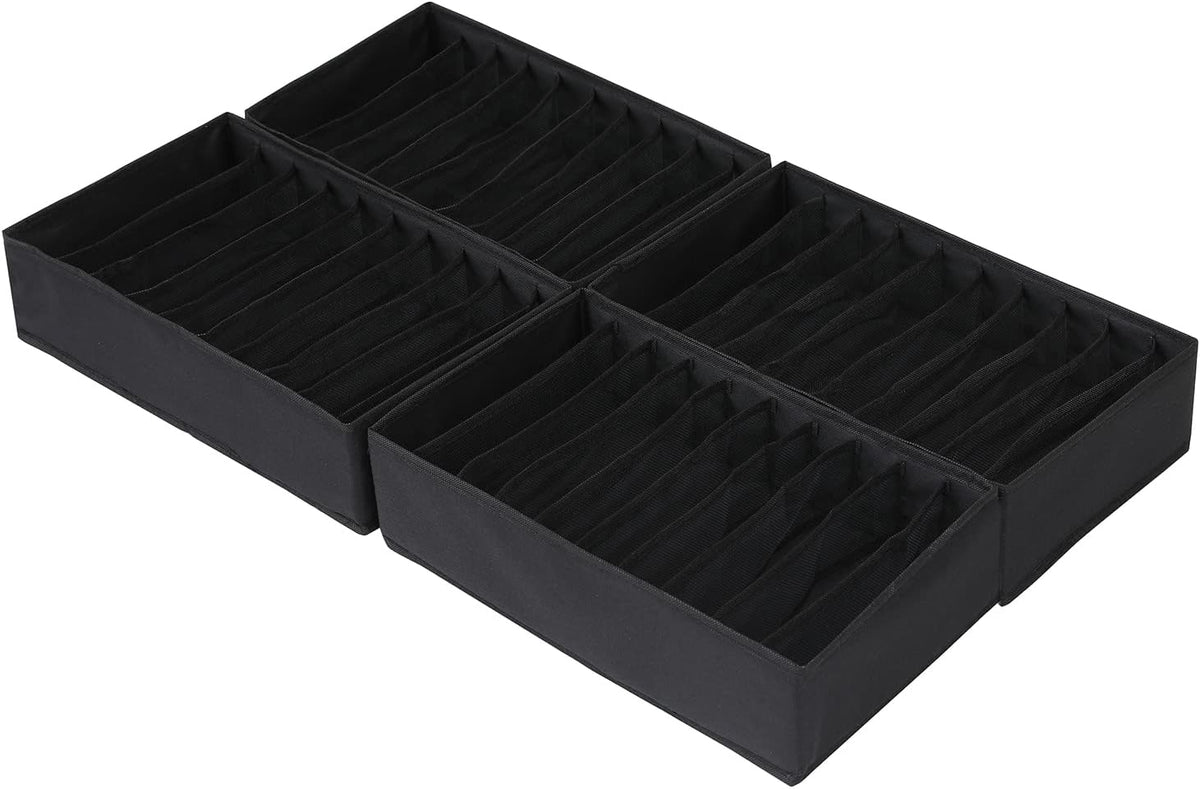 4 Pack Drawer Organizers, 10 Grids Foldable Dresser Organizers for Clothing, Folded Clothes, T-shirt, Tank Tops, Camisoles, Underwear, Leggings, Baby Clothes