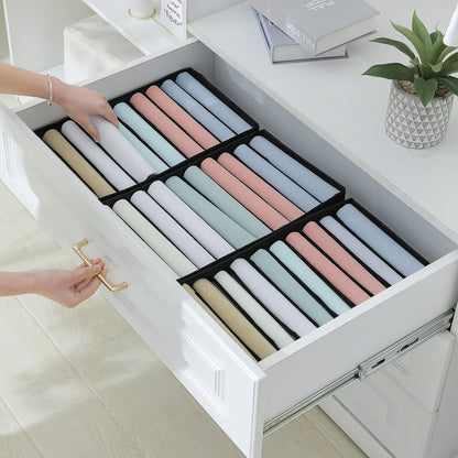 4 Pack Drawer Organizers, 10 Grids Foldable Dresser Organizers for Clothing, Folded Clothes, T-shirt, Tank Tops, Camisoles, Underwear, Leggings, Baby Clothes