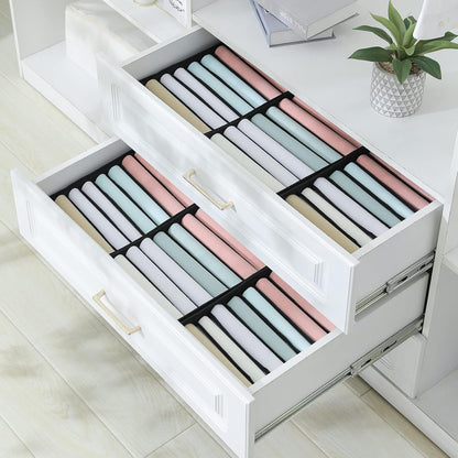 4 Pack Drawer Organizers, 10 Grids Foldable Dresser Organizers for Clothing, Folded Clothes, T-shirt, Tank Tops, Camisoles, Underwear, Leggings, Baby Clothes