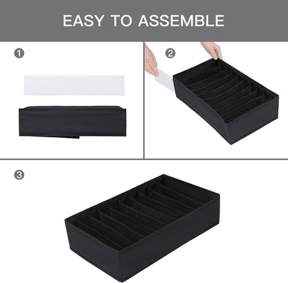 4 Pack Drawer Organizers, 10 Grids Foldable Dresser Organizers for Clothing, Folded Clothes, T-shirt, Tank Tops, Camisoles, Underwear, Leggings, Baby Clothes