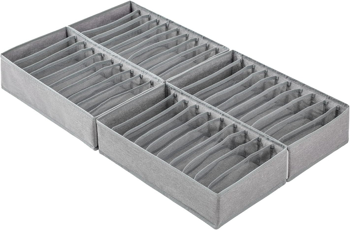 4 Pack Drawer Organizers, 10 Grids Foldable Dresser Organizers for Clothing, Folded Clothes, T-shirt, Tank Tops, Camisoles, Underwear, Leggings, Baby Clothes