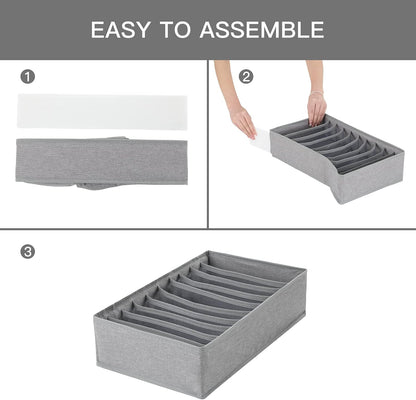 4 Pack Drawer Organizers, 10 Grids Foldable Dresser Organizers for Clothing, Folded Clothes, T-shirt, Tank Tops, Camisoles, Underwear, Leggings, Baby Clothes