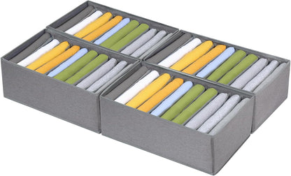 4 Pack Drawer Organizers, 10 Grids Foldable Dresser Organizers for Clothing, Folded Clothes, T-shirt, Tank Tops, Camisoles, Underwear, Leggings, Baby Clothes