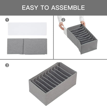 4 Pack Drawer Organizers, 10 Grids Foldable Dresser Organizers for Clothing, Folded Clothes, T-shirt, Tank Tops, Camisoles, Underwear, Leggings, Baby Clothes