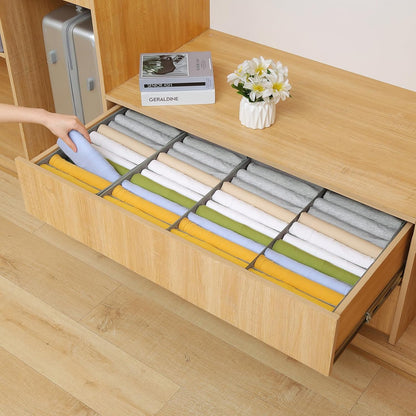 4 Pack Drawer Organizers, 10 Grids Foldable Dresser Organizers for Clothing, Folded Clothes, T-shirt, Tank Tops, Camisoles, Underwear, Leggings, Baby Clothes