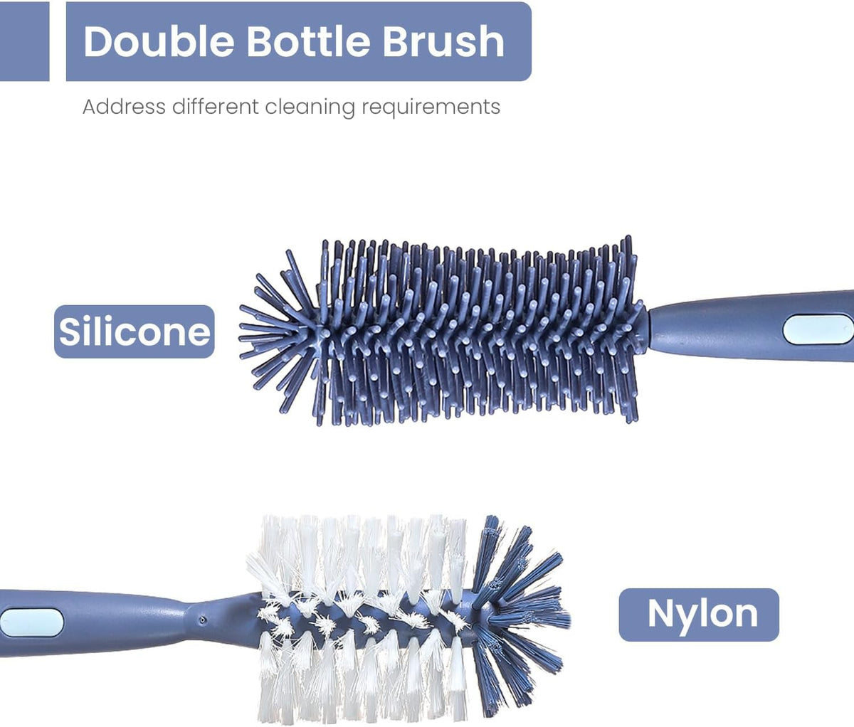 Ariseno 5-in-1 Baby Bottle Brush Set, Bottle Brush for Baby, Baby Bottle Scrubber, Including Silicone & Nylon Bottle Brush, Bottle Cap Brush, Straw Brush, Nipple Brush, BPA-Free (Red)
