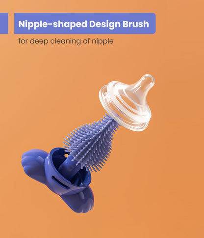 Ariseno 5-in-1 Baby Bottle Brush Set, Bottle Brush for Baby, Baby Bottle Scrubber, Including Silicone & Nylon Bottle Brush, Bottle Cap Brush, Straw Brush, Nipple Brush, BPA-Free (Red)