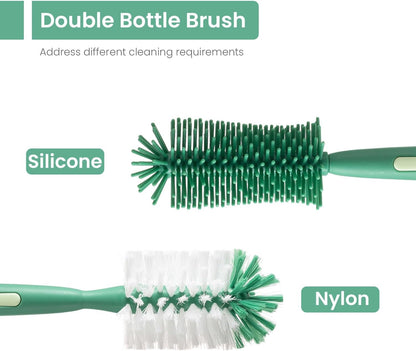 Ariseno 5-in-1 Baby Bottle Brush Set, Bottle Brush for Baby, Baby Bottle Scrubber, Including Silicone & Nylon Bottle Brush, Bottle Cap Brush, Straw Brush, Nipple Brush, BPA-Free (Red)