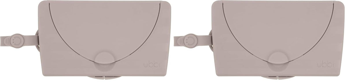 On-The-Go Baby Wipes Dispenser, Portable Wipes Container for Travel, Diaper Bag Accessory Must Have for Newborns, Reusable Wipes Holder, Taupe (Pack of 2)
