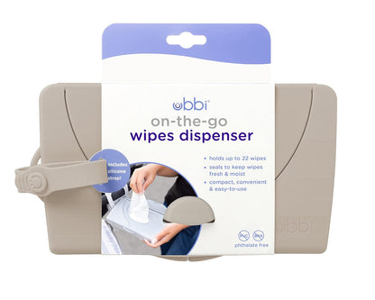 On-The-Go Baby Wipes Dispenser, Portable Wipes Container for Travel, Diaper Bag Accessory Must Have for Newborns, Reusable Wipes Holder, Taupe (Pack of 2)