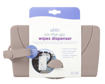 On-The-Go Baby Wipes Dispenser, Portable Wipes Container for Travel, Diaper Bag Accessory Must Have for Newborns, Reusable Wipes Holder, Taupe (Pack of 2)