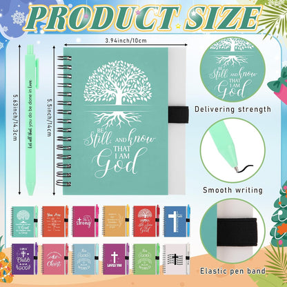 24 Sets Church Gifts Bulk for Women Mother Bible Verses Cups with Straws Cups Lids and Notebooks Pens Handbags for Church Bible Verse Valentines Inspirational Gifts