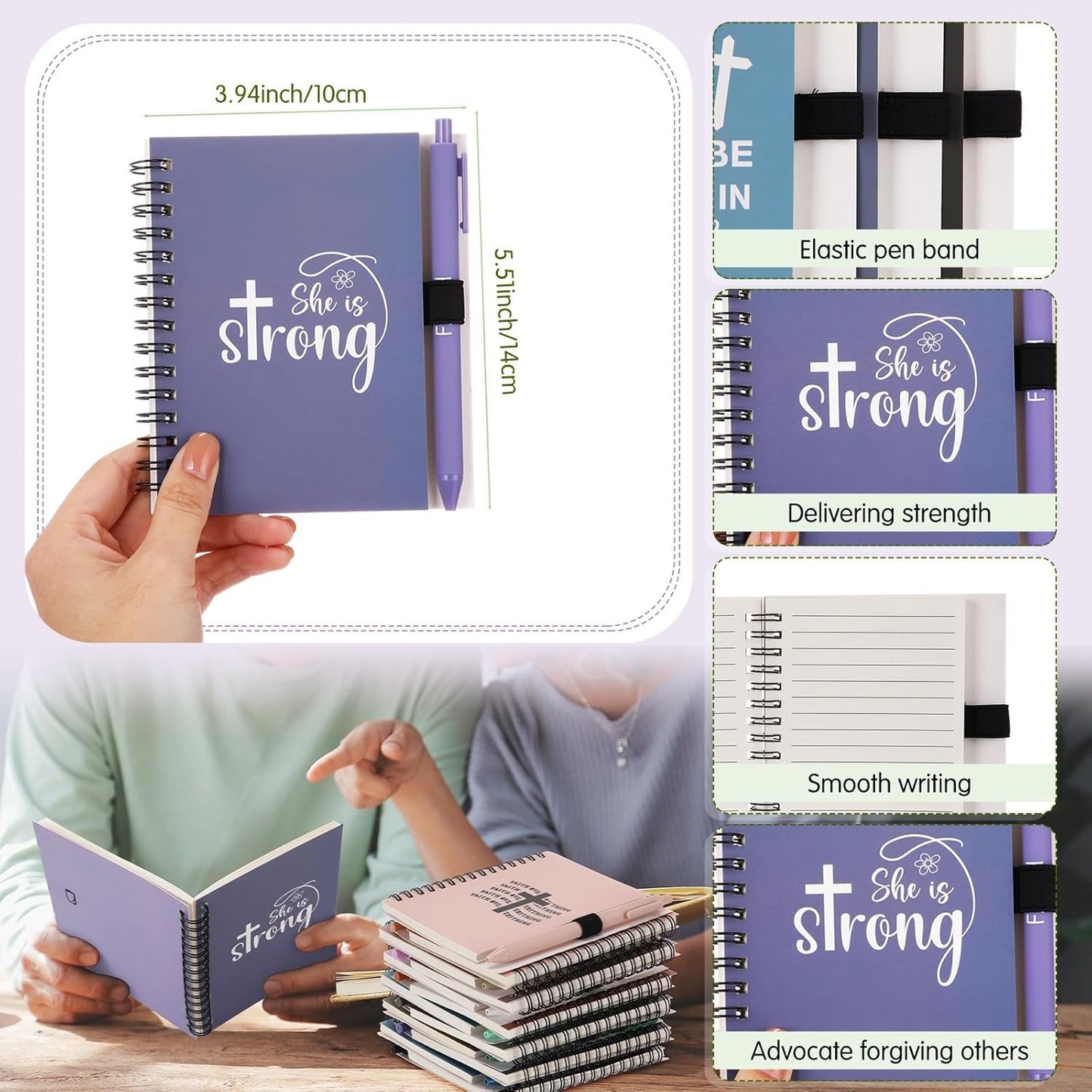 24 Sets Church Gifts Bulk for Women Mother Bible Verses Cups with Straws Cups Lids and Notebooks Pens Handbags for Church Bible Verse Valentines Inspirational Gifts