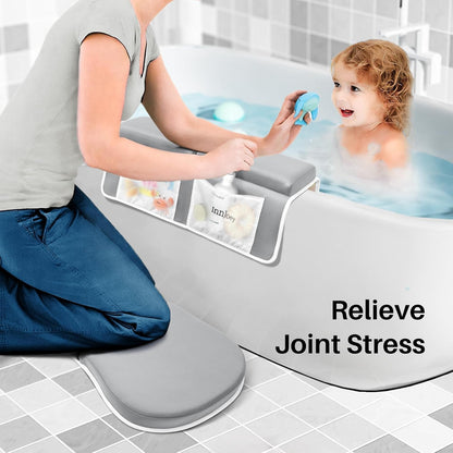 Odor-Free Baby Bath Kneeler and Elbow Rest Pad Set, 1.6'' Thick, Quickly Dry, Bathtub Kneeler Pad with Baby Toys & Bath Accessories Storage, Bath Kneeling Pad and Elbow Pad for Baby Tub(Pink)