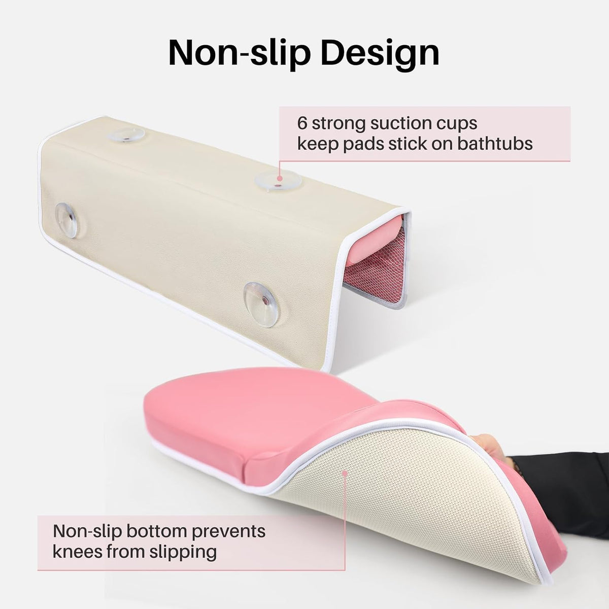 Odor-Free Baby Bath Kneeler and Elbow Rest Pad Set, 1.6'' Thick, Quickly Dry, Bathtub Kneeler Pad with Baby Toys & Bath Accessories Storage, Bath Kneeling Pad and Elbow Pad for Baby Tub(Pink)