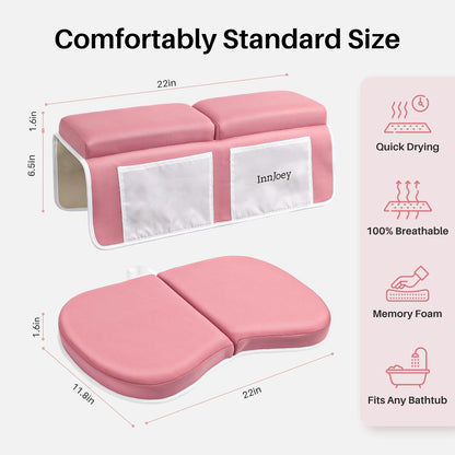 Odor-Free Baby Bath Kneeler and Elbow Rest Pad Set, 1.6'' Thick, Quickly Dry, Bathtub Kneeler Pad with Baby Toys & Bath Accessories Storage, Bath Kneeling Pad and Elbow Pad for Baby Tub(Pink)