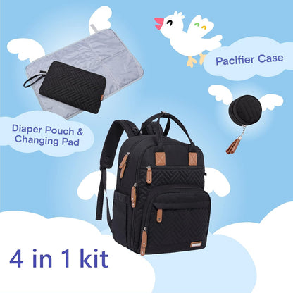 Baby Diaper Bag Backpack, 4 in 1 kit Large Capacity Travel Backpack