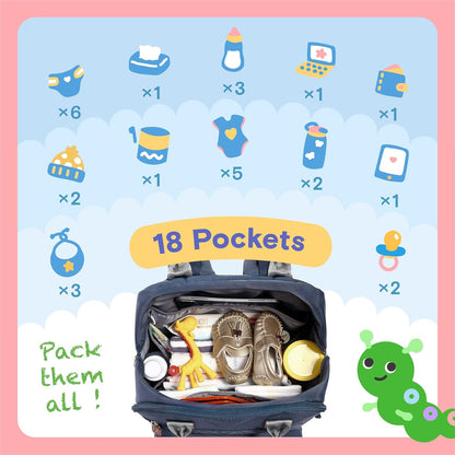 Baby Diaper Bag Backpack, 4 in 1 kit Large Capacity Travel Backpack