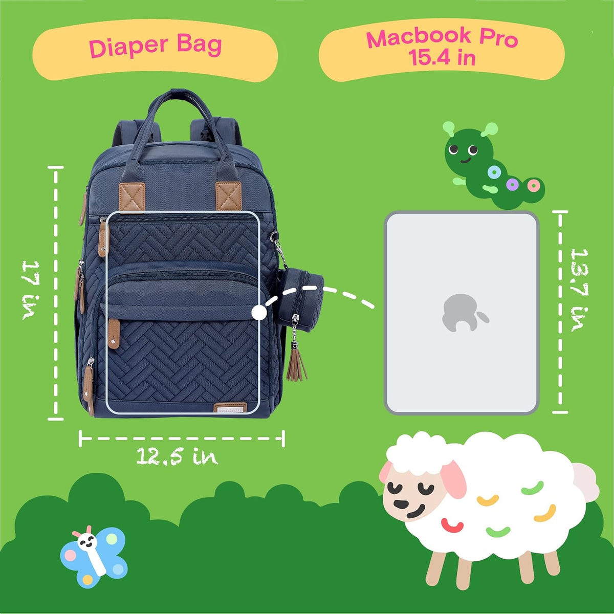 Baby Diaper Bag Backpack, 4 in 1 kit Large Capacity Travel Backpack