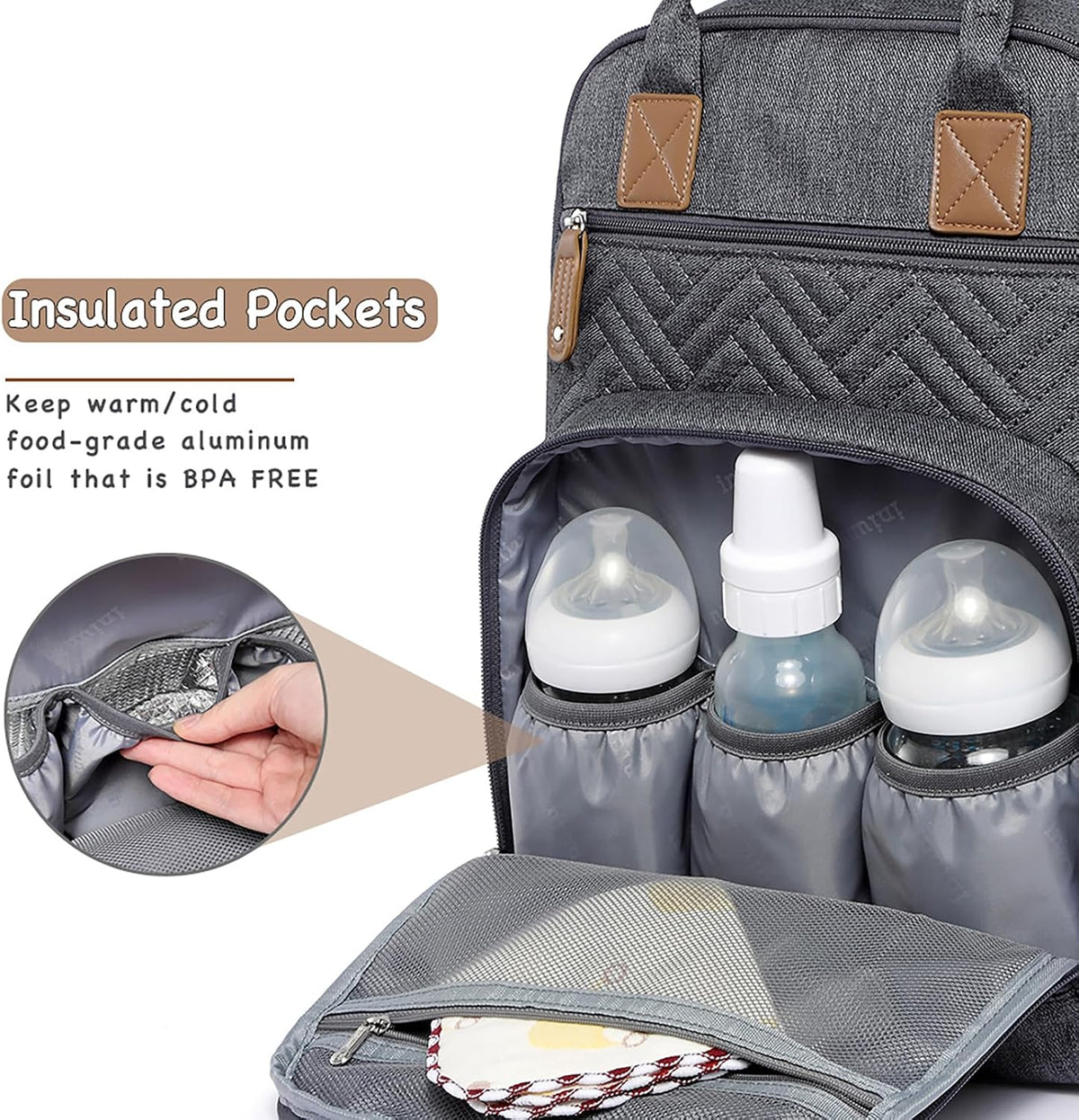 Baby Diaper Bag Backpack, 4 in 1 kit Large Capacity Travel Backpack