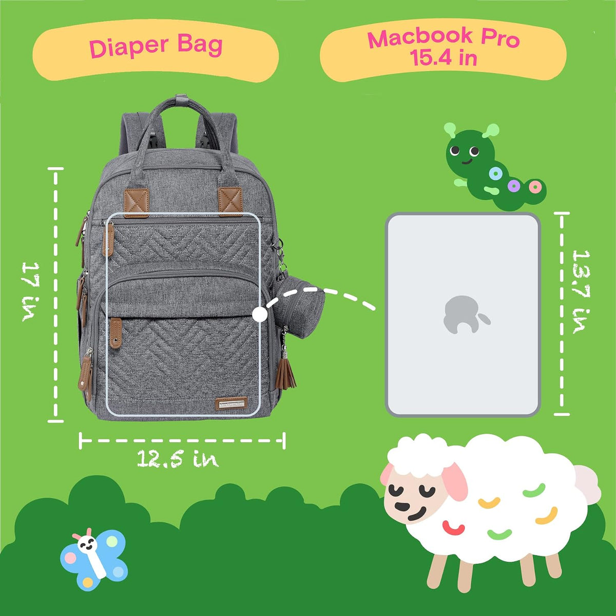 Baby Diaper Bag Backpack, 4 in 1 kit Large Capacity Travel Backpack