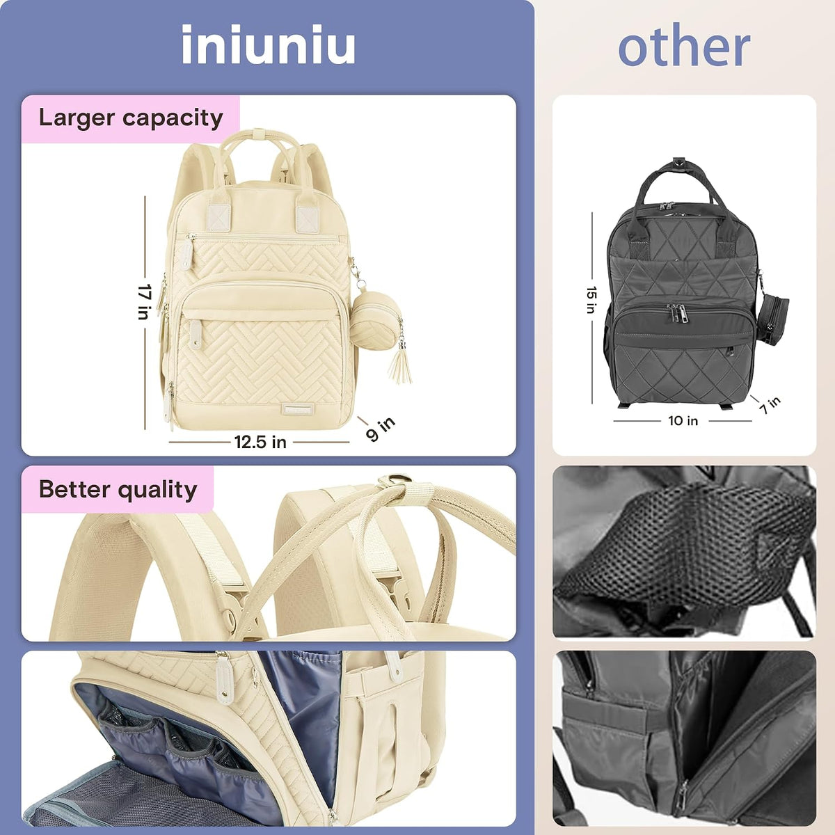 Baby Diaper Bag Backpack, 4 in 1 kit Large Capacity Travel Backpack