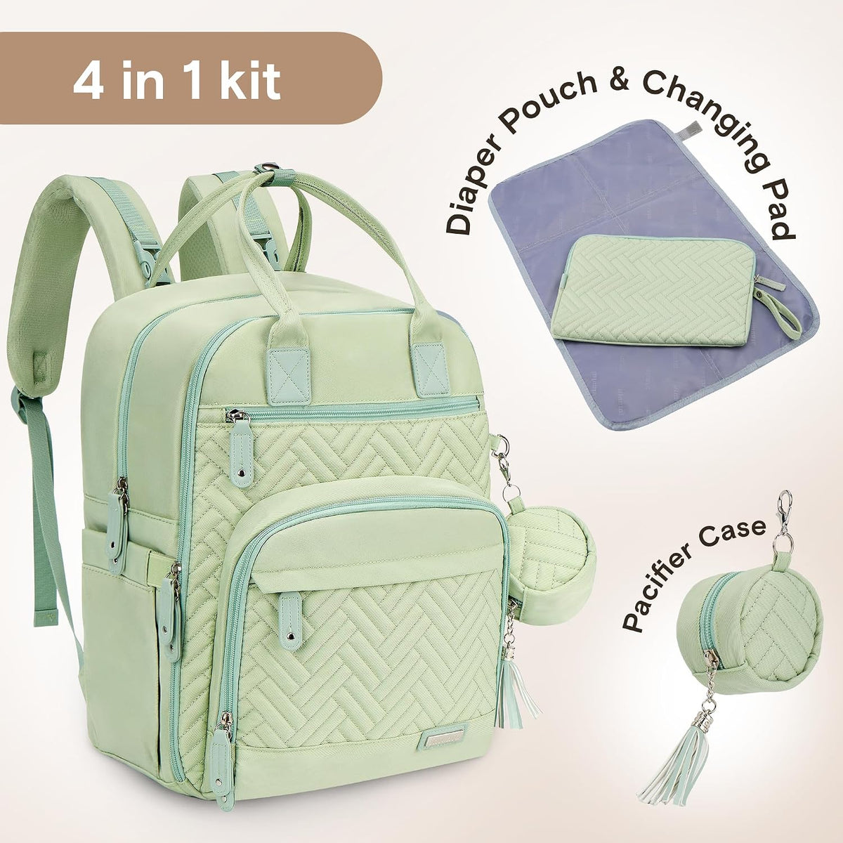 Baby Diaper Bag Backpack, 4 in 1 kit Large Capacity Travel Backpack