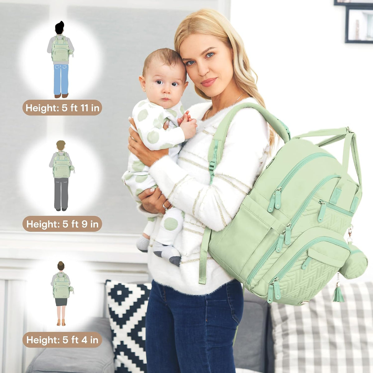 Baby Diaper Bag Backpack, 4 in 1 kit Large Capacity Travel Backpack