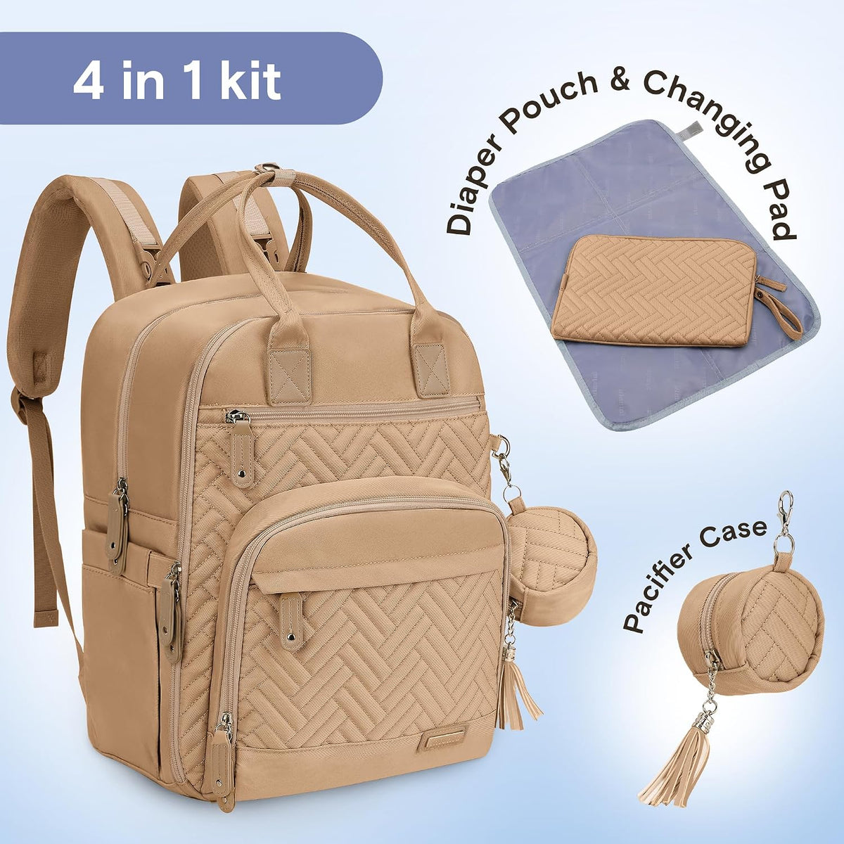 Baby Diaper Bag Backpack, 4 in 1 kit Large Capacity Travel Backpack